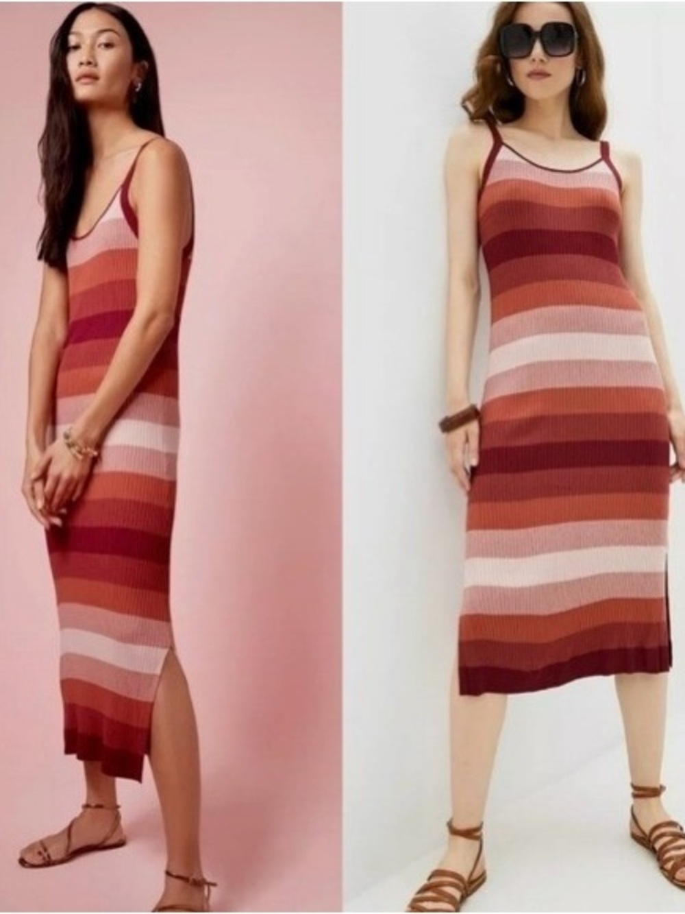 Banana Republic Striped Rib Knit Tank Midi Dress NWT M